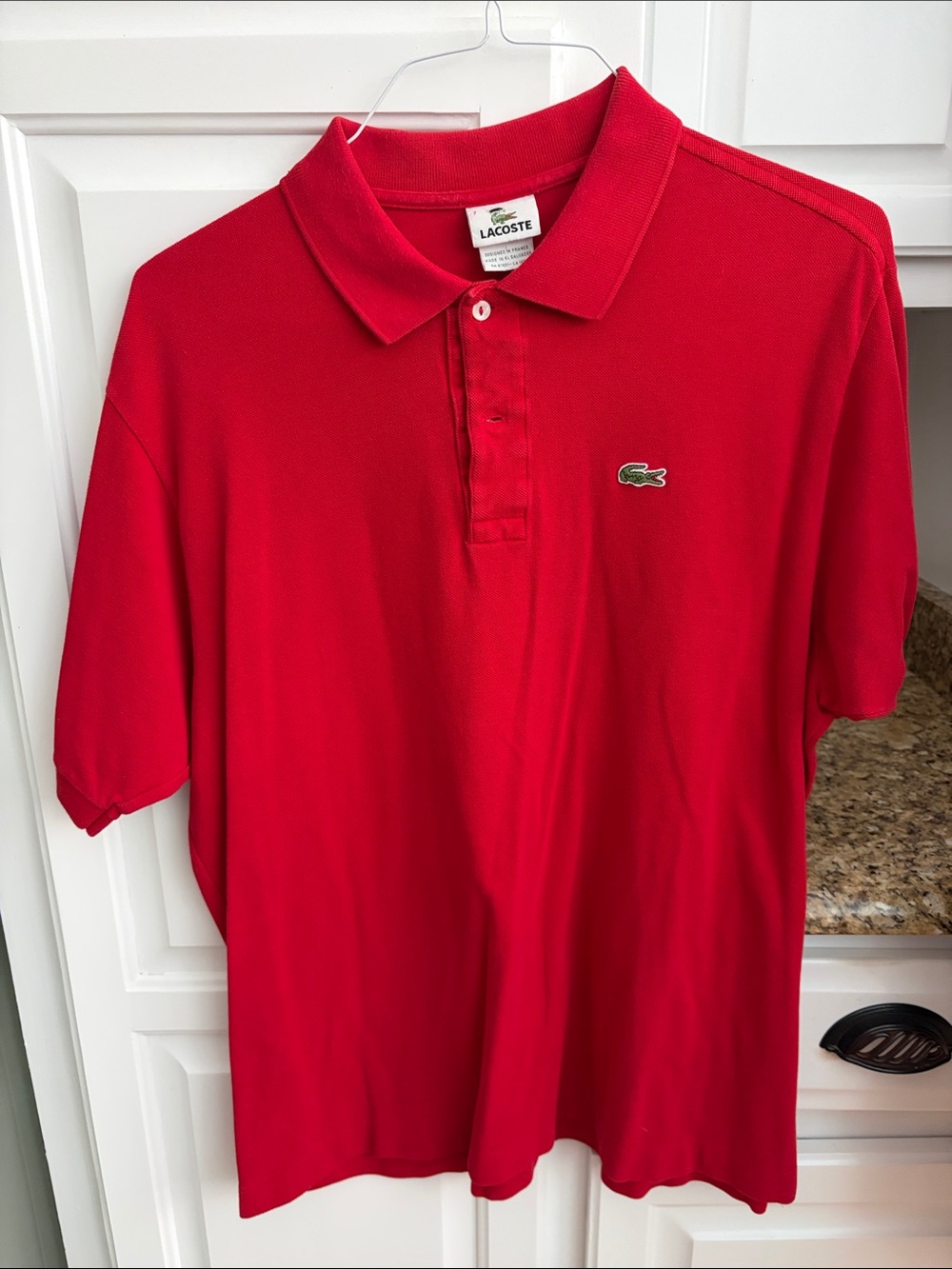 Lacoste Men’s Bright Red Short Sleeve Polo with Crocodile Logo